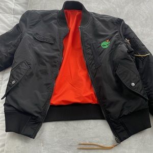 REVERSIBLE Staple (Timberland) thick warm bomber jacket orange side/black side